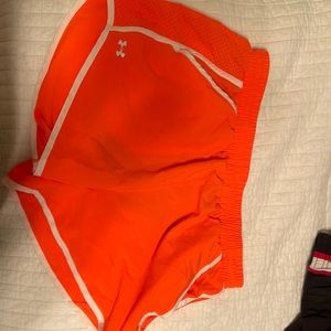 Neon orange underarmor shorts Large